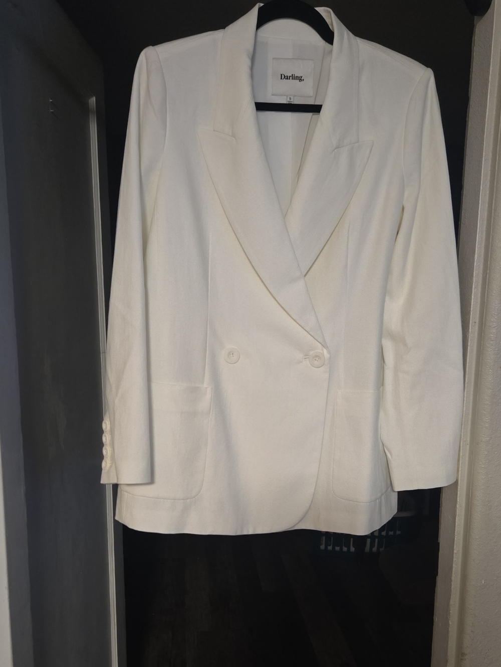 NWOT Darling Women's White Double-Breasted Blazer